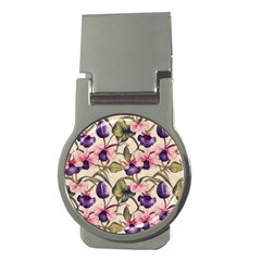 Flowers Pattern Decorative Wallpaper Scrapbooking Money Clips (round) 