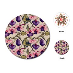 Flowers Pattern Decorative Wallpaper Scrapbooking Playing Cards Single Design (round)