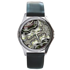 Fractal Background Pattern Texture Abstract Design Art Round Metal Watch