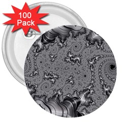 Fractal Background Pattern Texture Abstract Design Silver 3  Buttons (100 Pack)  by Ravend