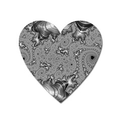 Fractal Background Pattern Texture Abstract Design Silver Heart Magnet by Ravend