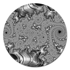 Fractal Background Pattern Texture Abstract Design Silver Magnet 5  (round) by Ravend