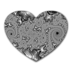 Fractal Background Pattern Texture Abstract Design Silver Heart Mousepad