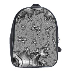 Fractal Background Pattern Texture Abstract Design Silver School Bag (xl) by Ravend