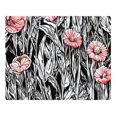 Luxurious Watercolor Flowers One Side Premium Plush Fleece Blanket (Large)