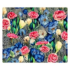 Exquisite Watercolor Flowers One Side Premium Plush Fleece Blanket (small) by GardenOfOphir
