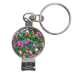 Dazzling Watercolor Flowers Nail Clippers Key Chain by GardenOfOphir