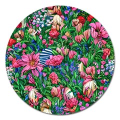 Dazzling Watercolor Flowers Magnet 5  (round) by GardenOfOphir