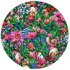 Dazzling Watercolor Flowers Wooden Bottle Opener (Round)