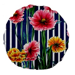 Charming And Cheerful Watercolor Flowers Large 18  Premium Flano Round Cushions by GardenOfOphir