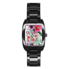 Captivating And Celestial Watercolor Flowers Stainless Steel Barrel Watch by GardenOfOphir