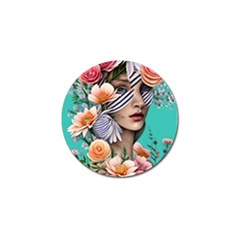 Whimsy Lady Combined Watercolor Flowers Golf Ball Marker (4 pack)