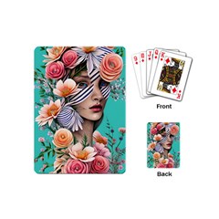 Whimsy Lady Combined Watercolor Flowers Playing Cards Single Design (mini) by GardenOfOphir