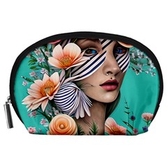 Whimsy Lady Combined Watercolor Flowers Accessory Pouch (large)