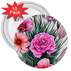 Color-infused Watercolor Flowers 3  Buttons (10 pack) 