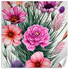 Color-infused Watercolor Flowers Canvas 12  x 12 