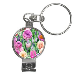 Classic Watercolor Flowers Nail Clippers Key Chain