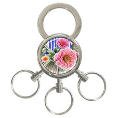 Choice Watercolor Flowers 3-ring Key Chain by GardenOfOphir