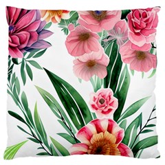Chic Watercolor Flowers Standard Premium Plush Fleece Cushion Case (two Sides) by GardenOfOphir