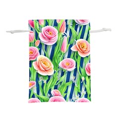 Dazzling Watercolor Flowers Lightweight Drawstring Pouch (m) by GardenOfOphir