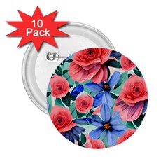 Classy Watercolor Flowers 2 25  Buttons (10 Pack)  by GardenOfOphir