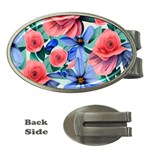 Classy Watercolor Flowers Money Clips (Oval)  Front