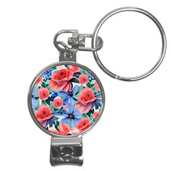 Classy Watercolor Flowers Nail Clippers Key Chain