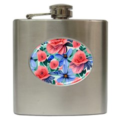 Classy Watercolor Flowers Hip Flask (6 Oz) by GardenOfOphir