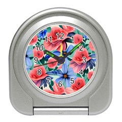 Classy Watercolor Flowers Travel Alarm Clock by GardenOfOphir