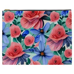 Classy Watercolor Flowers Cosmetic Bag (xxxl) by GardenOfOphir