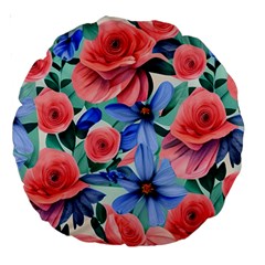 Classy Watercolor Flowers Large 18  Premium Round Cushions by GardenOfOphir