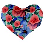 Classy Watercolor Flowers Large 19  Premium Flano Heart Shape Cushions Front