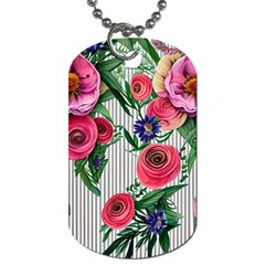 Cheerful Watercolor Flowers Dog Tag (one Side) by GardenOfOphir