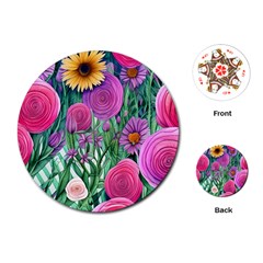 Charming Watercolor Flowers Playing Cards Single Design (round) by GardenOfOphir