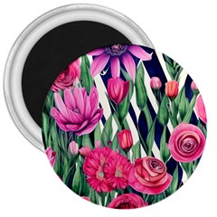 Classy Botanicals – Watercolor Flowers Botanical 3  Magnets by GardenOfOphir