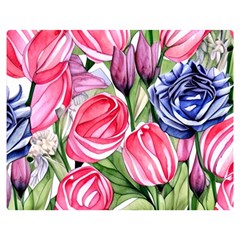 Charming Foliage – Watercolor Flowers Botanical Premium Plush Fleece Blanket (medium)