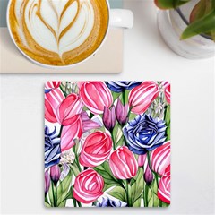 Charming Foliage – Watercolor Flowers Botanical Uv Print Square Tile Coaster  by GardenOfOphir