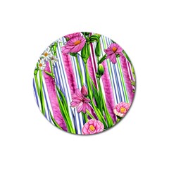 Cherished Blooms – Watercolor Flowers Botanical Magnet 3  (round) by GardenOfOphir