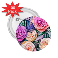 County Charm – Watercolor Flowers Botanical 2 25  Buttons (100 Pack)  by GardenOfOphir