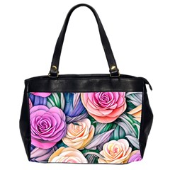 County Charm – Watercolor Flowers Botanical Oversize Office Handbag (2 Sides)