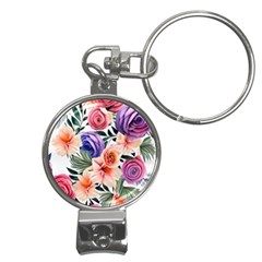 Country-chic Watercolor Flowers Nail Clippers Key Chain by GardenOfOphir