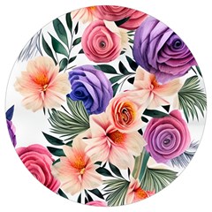 Country-chic Watercolor Flowers Round Trivet by GardenOfOphir