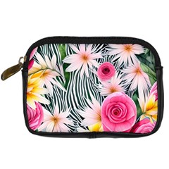 Classy And Chic Watercolor Flowers Digital Camera Leather Case by GardenOfOphir