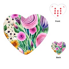 Cheerful And Captivating Watercolor Flowers Playing Cards Single Design (heart) by GardenOfOphir