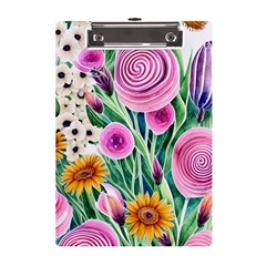 Cheerful And Captivating Watercolor Flowers A5 Acrylic Clipboard