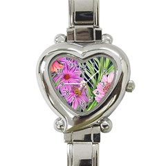 Cheerful Watercolors – Flowers Botanical Heart Italian Charm Watch