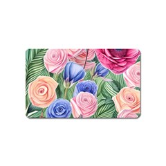 Cheerful Watercolor Flowers Magnet (name Card) by GardenOfOphir