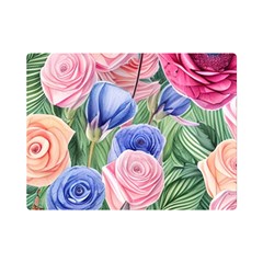 Cheerful Watercolor Flowers One Side Premium Plush Fleece Blanket (mini) by GardenOfOphir