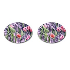 Charming Watercolor Flowers Cufflinks (oval) by GardenOfOphir