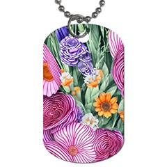 Captivating Watercolor Flowers Dog Tag (one Side) by GardenOfOphir